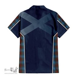 ScotsTee Shop Scottish Stewart Royal Blue Clan Scottish Crest and Scottish Thistle Sport Tartan Short Sleeve Shirt