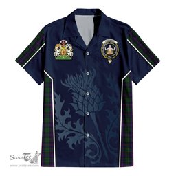 ScotsTee Shop Scottish Urquhart Clan Scottish Crest and Scottish Thistle Sport Tartan Short Sleeve Shirt