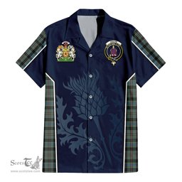 ScotsTee Shop Scottish Ogilvie (Ogilvy) Hunting Clan Scottish Crest and Scottish Thistle Sport Tartan Short Sleeve Shirt