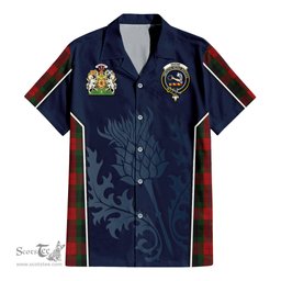 ScotsTee Shop Scottish Skene of Cromar Black Clan Scottish Crest and Scottish Thistle Sport Tartan Short Sleeve Shirt