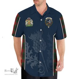 ScotsTee Shop Scottish Skene of Cromar Black Clan Scottish Crest and Scottish Thistle Sport Tartan Short Sleeve Shirt