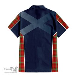 ScotsTee Shop Scottish Morrison Red Modern Clan Scottish Crest and Scottish Thistle Sport Tartan Short Sleeve Shirt