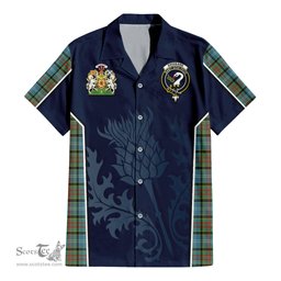 ScotsTee Shop Scottish Brisbane modern Clan Scottish Crest and Scottish Thistle Sport Tartan Women Casual Shirt - Classic