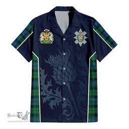 ScotsTee Shop Scottish Black Watch Ancient Clan Scottish Crest and Scottish Thistle Sport Tartan Women Casual Shirt - Classic