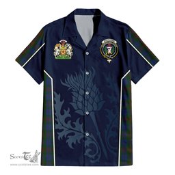 ScotsTee Shop Scottish Buchanan Hunting Clan Scottish Crest and Scottish Thistle Sport Tartan Women Casual Shirt - Classic