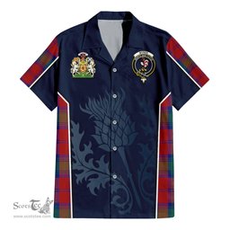 ScotsTee Shop Scottish Byres (Byses) Clan Scottish Crest and Scottish Thistle Sport Tartan Women Casual Shirt - Classic
