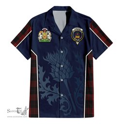 ScotsTee Shop Scottish Cameron Black and Red Clan Scottish Crest and Scottish Thistle Sport Tartan Women Casual Shirt - Classic