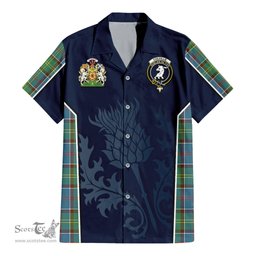 ScotsTee Shop Scottish Colville Clan Scottish Crest and Scottish Thistle Sport Tartan Women Casual Shirt - Classic