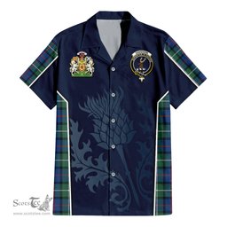ScotsTee Shop Scottish Davidson of Tulloch Clan Scottish Crest and Scottish Thistle Sport Tartan Women Casual Shirt - Classic