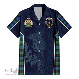 ScotsTee Shop Scottish Guthrie Ancient Clan Scottish Crest and Scottish Thistle Sport Tartan Women Casual Shirt - Classic
