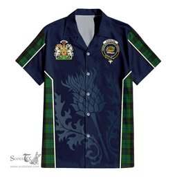 ScotsTee Shop Scottish Douglas Black Clan Scottish Crest and Scottish Thistle Sport Tartan Women Casual Shirt - Classic