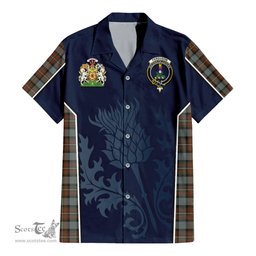 ScotsTee Shop Scottish Ferguson Weathered Clan Scottish Crest and Scottish Thistle Sport Tartan Women Casual Shirt - Classic