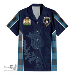 ScotsTee Shop Scottish Garden Clan Scottish Crest and Scottish Thistle Sport Tartan Women Casual Shirt - Classic
