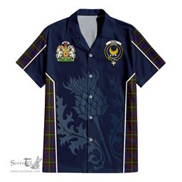 ScotsTee Shop Scottish Durie Clan Scottish Crest and Scottish Thistle Sport Tartan Women Casual Shirt - Classic