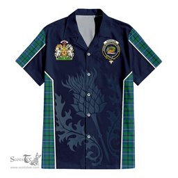 ScotsTee Shop Scottish Douglas Ancient Clan Scottish Crest and Scottish Thistle Sport Tartan Women Casual Shirt - Classic