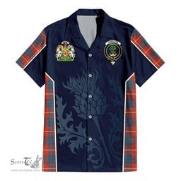 ScotsTee Shop Scottish Hamilton Ancient Clan Scottish Crest and Scottish Thistle Sport Tartan Women Casual Shirt - Classic