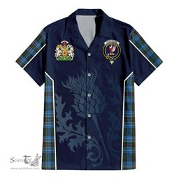 ScotsTee Shop Scottish Cockburn Modern Clan Scottish Crest and Scottish Thistle Sport Tartan Women Casual Shirt - Classic