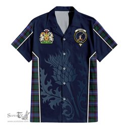 ScotsTee Shop Scottish Guthrie Modern Clan Scottish Crest and Scottish Thistle Sport Tartan Women Casual Shirt - Classic