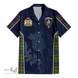 ScotsTee Shop Scottish Dalrymple Clan Scottish Crest and Scottish Thistle Sport Tartan Women Casual Shirt - Classic