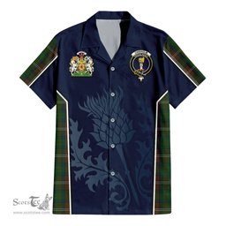 ScotsTee Shop Scottish Chisholm Hunting Clan Scottish Crest and Scottish Thistle Sport Tartan Women Casual Shirt - Classic