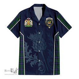 ScotsTee Shop Scottish Douglas Green Clan Scottish Crest and Scottish Thistle Sport Tartan Women Casual Shirt - Classic