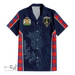 ScotsTee Shop Scottish Galloway Red Clan Scottish Crest and Scottish Thistle Sport Tartan Women Casual Shirt - Classic
