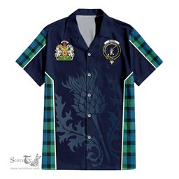 ScotsTee Shop Scottish Gunn Ancient Clan Scottish Crest and Scottish Thistle Sport Tartan Women Casual Shirt - Classic