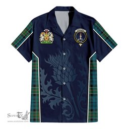 ScotsTee Shop Scottish Kirkpatrick Clan Scottish Crest and Scottish Thistle Sport Tartan Women Casual Shirt - Classic
