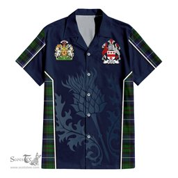 ScotsTee Shop Scottish MacRow Hunting Clan Scottish Crest and Scottish Thistle Sport Tartan Women Casual Shirt - Classic