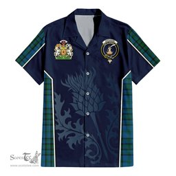 ScotsTee Shop Scottish Matheson Hunting Clan Scottish Crest and Scottish Thistle Sport Tartan Women Casual Shirt - Classic