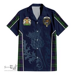 ScotsTee Shop Scottish Leslie Hunting Clan Scottish Crest and Scottish Thistle Sport Tartan Women Casual Shirt - Classic
