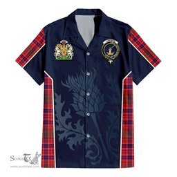 ScotsTee Shop Scottish Lumsden Modern Clan Scottish Crest and Scottish Thistle Sport Tartan Women Casual Shirt - Classic
