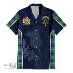 ScotsTee Shop Scottish Johnstone-Johnston Ancient Clan Scottish Crest and Scottish Thistle Sport Tartan Women Casual Shirt - Classic
