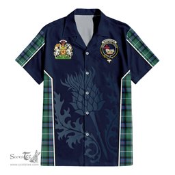 ScotsTee Shop Scottish MacDonald of the Isles Hunting Ancient Clan Scottish Crest and Scottish Thistle Sport Tartan Women Casual Shirt - Classic