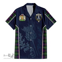 ScotsTee Shop Scottish Malcolm Clan Scottish Crest and Scottish Thistle Sport Tartan Women Casual Shirt - Classic