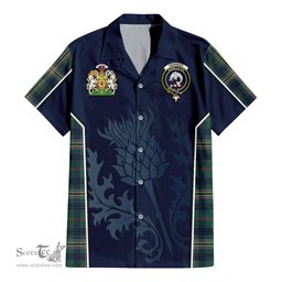 ScotsTee Shop Scottish Kennedy Modern Clan Scottish Crest and Scottish Thistle Sport Tartan Women Casual Shirt - Classic