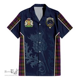 ScotsTee Shop Scottish MacDonell of Glengarry Modern Clan Scottish Crest and Scottish Thistle Sport Tartan Women Casual Shirt - Classic