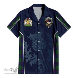 ScotsTee Shop Scottish MacDonald of the Isles Hunting Modern Clan Scottish Crest and Scottish Thistle Sport Tartan Women Casual Shirt - Classic