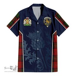 ScotsTee Shop Scottish MacPherson of Cluny Clan Scottish Crest and Scottish Thistle Sport Tartan Women Casual Shirt - Classic