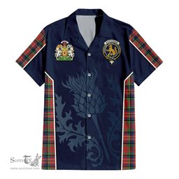 ScotsTee Shop Scottish MacPherson Ancient Clan Scottish Crest and Scottish Thistle Sport Tartan Women Casual Shirt - Classic