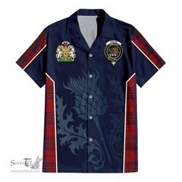 ScotsTee Shop Scottish Leslie Red Clan Scottish Crest and Scottish Thistle Sport Tartan Women Casual Shirt - Classic