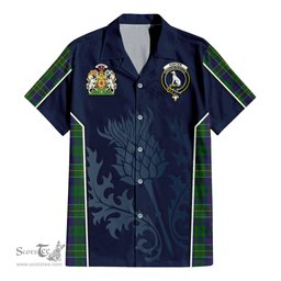 ScotsTee Shop Scottish Hunter of Hunterston Clan Scottish Crest and Scottish Thistle Sport Tartan Women Casual Shirt - Classic