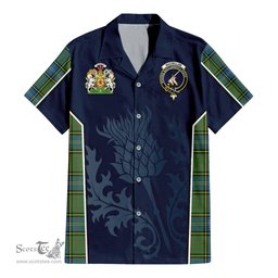 ScotsTee Shop Scottish MacMillan Hunting Ancient Clan Scottish Crest and Scottish Thistle Sport Tartan Women Casual Shirt - Classic