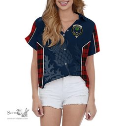 ScotsTee Shop Scottish Hogg Clan Scottish Crest and Scottish Thistle Sport Tartan Women Casual Shirt - Classic