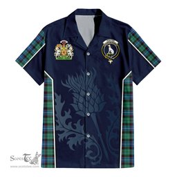 ScotsTee Shop Scottish Hunter Ancient Clan Scottish Crest and Scottish Thistle Sport Tartan Women Casual Shirt - Classic