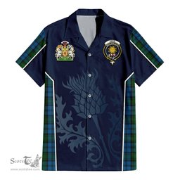 ScotsTee Shop Scottish Kerr Hunting Clan Scottish Crest and Scottish Thistle Sport Tartan Women Casual Shirt - Classic