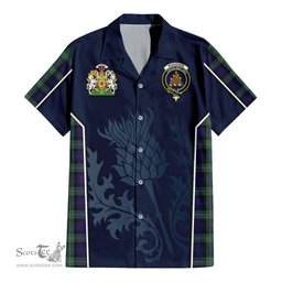 ScotsTee Shop Scottish MacKenzie Hunting Green Clan Scottish Crest and Scottish Thistle Sport Tartan Women Casual Shirt - Classic