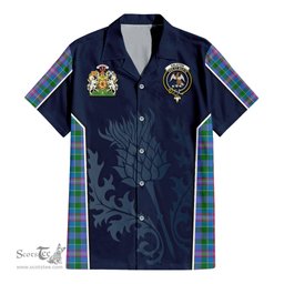 ScotsTee Shop Scottish Ralston Clan Scottish Crest and Scottish Thistle Sport Tartan Women Casual Shirt - Classic