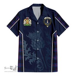 ScotsTee Shop Scottish McCoy Blue Clan Scottish Crest and Scottish Thistle Sport Tartan Women Casual Shirt - Classic