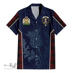 ScotsTee Shop Scottish Menzies Hunting Clan Scottish Crest and Scottish Thistle Sport Tartan Women Casual Shirt - Classic